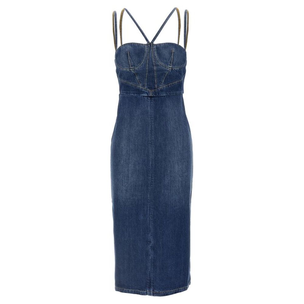 Nensi Dojaka Blue Cotton Midi Women's Dress